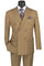 Camel Modern Fit Double Breasted Windowpane Peak Lapel 2 Piece Suit