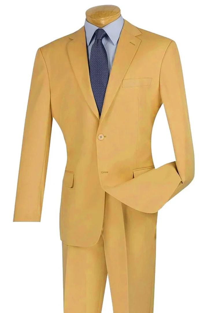 Cheap Suit - Mens Two Button Modern Fit Wool Feel - Designer Brand Camel Suit