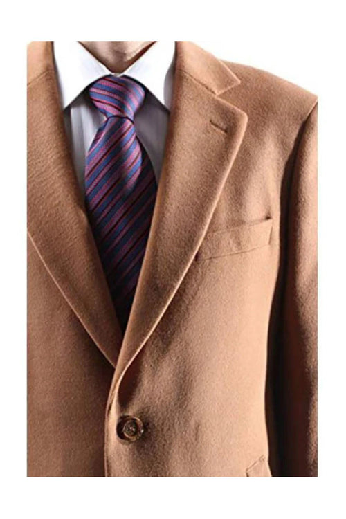 men's Caravelli Camel Long Dress Topcoat - Winter coat Two Button 3/4 Length men's Car Coat