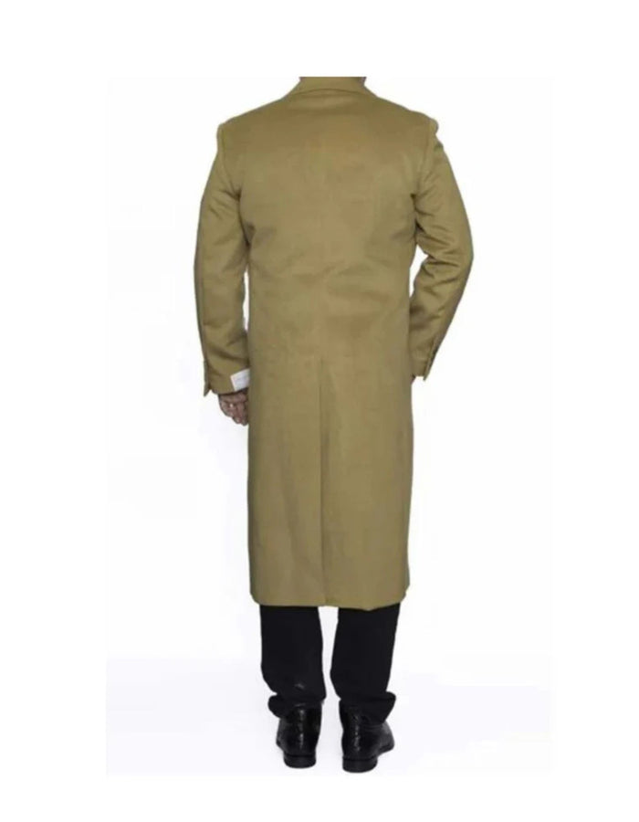 3 Button Camel Full Length Wool Dress Ankle length Top Coat/Overcoat - Mens Overcoat