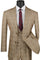 Cheap Priced Suit - Mens 2 Button Vested Peak Lapel Plaid Windowpane Camel Suit