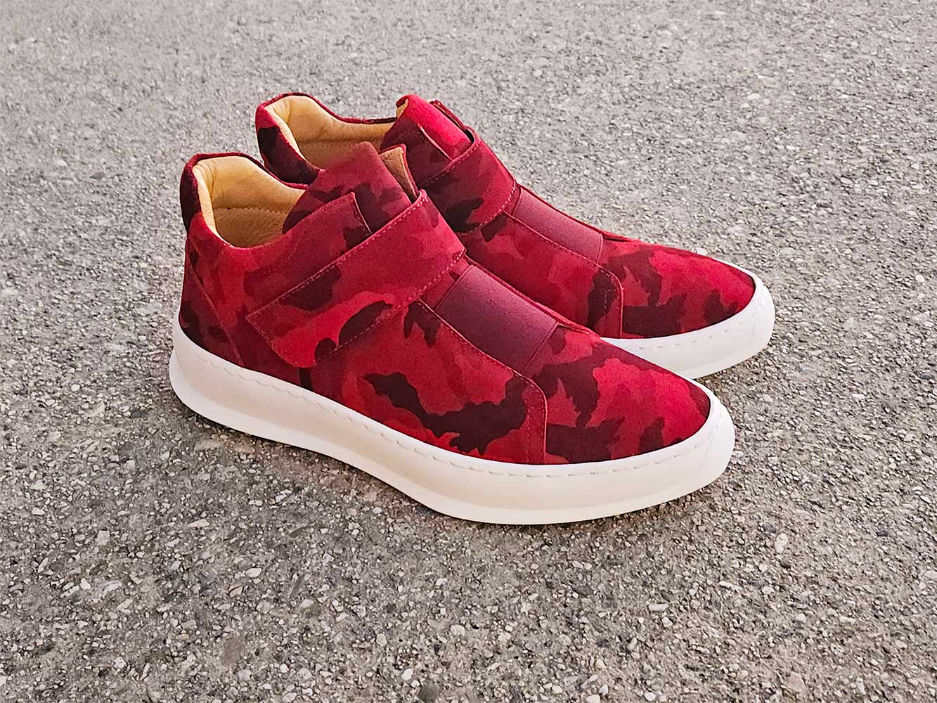 Camouflage Printed Suede Sneakers - 7.5