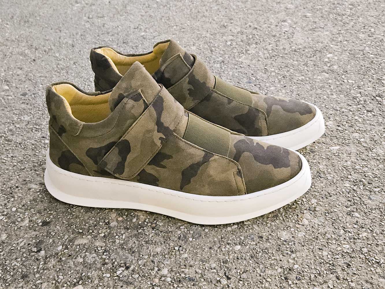 Camouflage Printed Suede Sneakers - 7.5