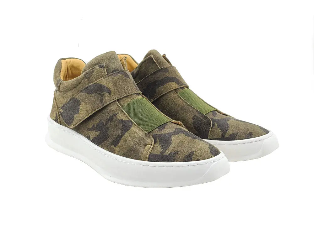 Camouflage Printed Suede Sneakers - 7.5