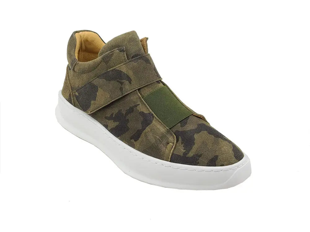 Camouflage Printed Suede Sneakers - 7.5