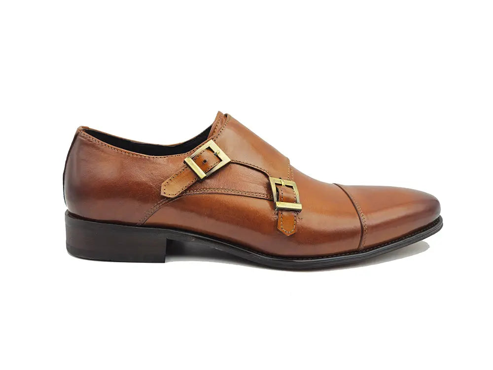 Carrucci Cap Toe Double Monk Strap Shoe - 8