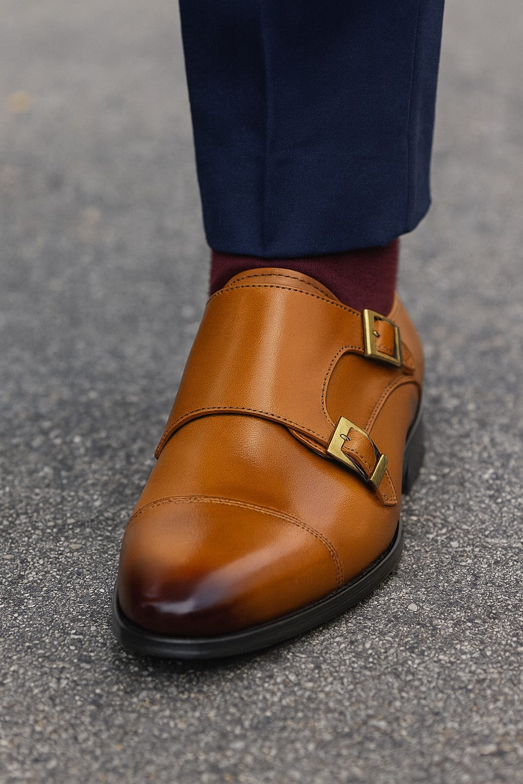 Carrucci Cap Toe Double Monk Strap Shoe - 8