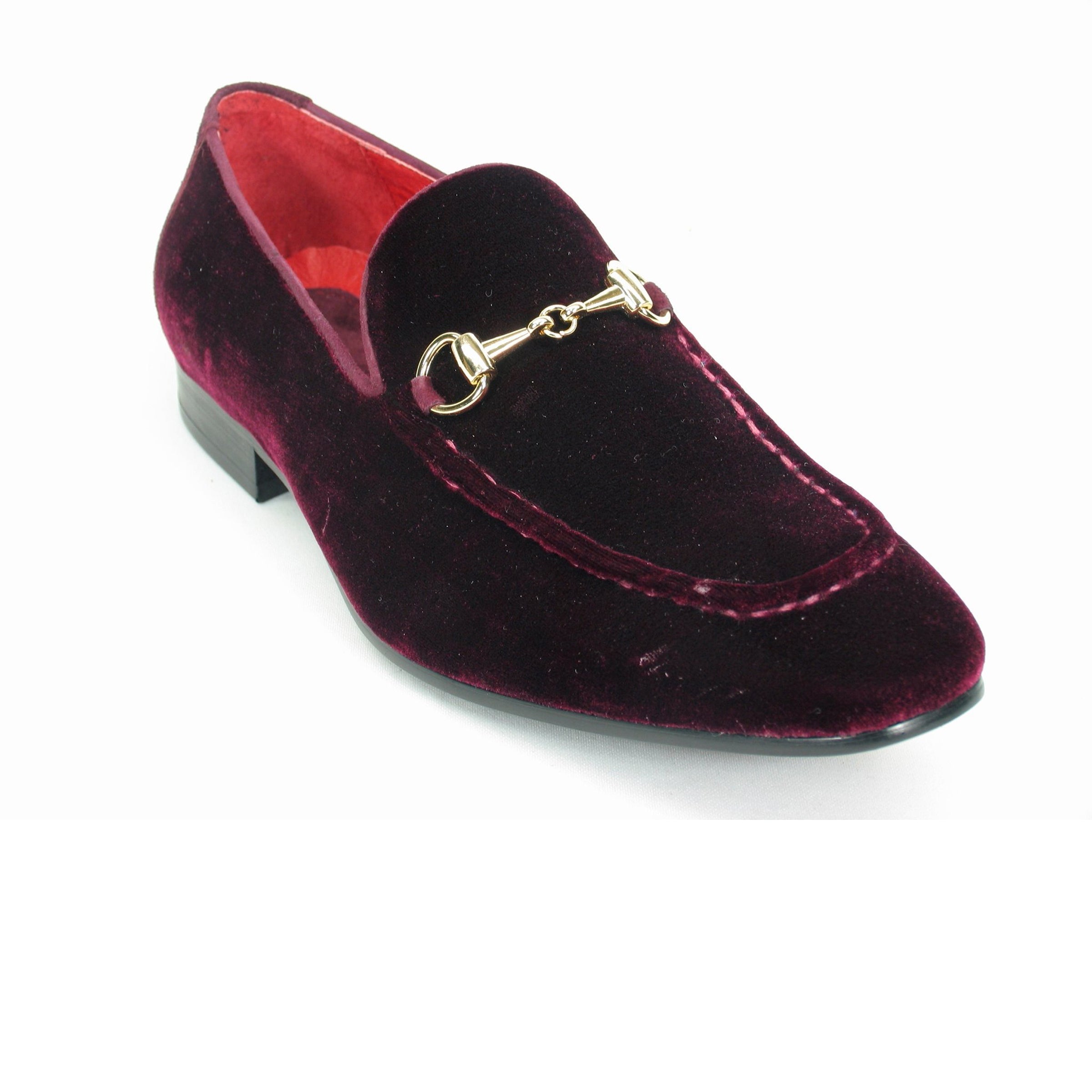 Mens Carrucci Velvet Metal Buckle Loafer Dress Shoe in Black - 7