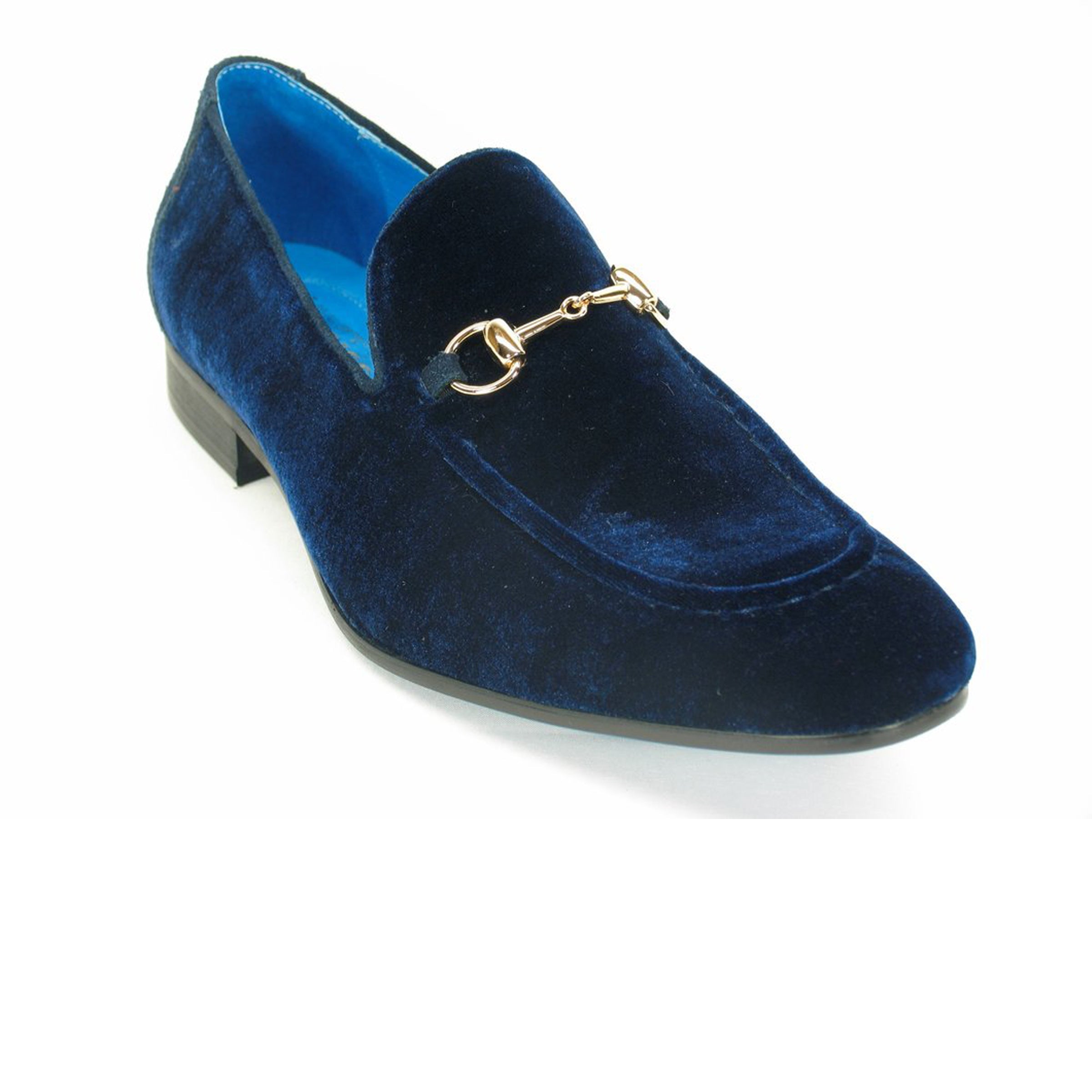 Mens Carrucci Velvet Metal Buckle Loafer Dress Shoe in Black - 7