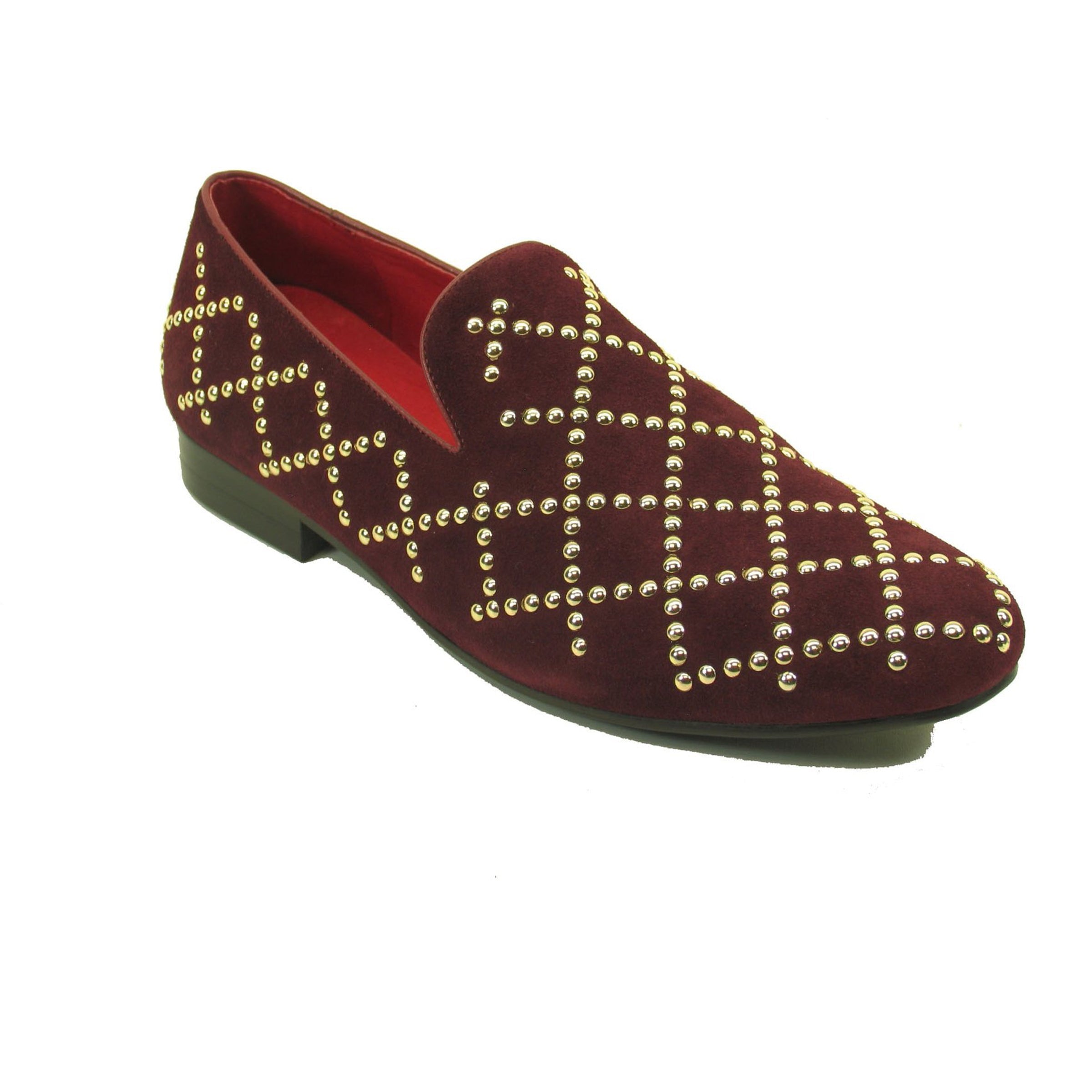Mens Carrucci Studded Loafer Dress Shoe in Burgundy - 8.5