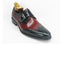 Mens Leather Wingtip Monk Strap Dress Shoe in Black & Burgundy