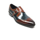 Mens Leather Wingtip Monk Strap Dress Shoe in Brown & Navy