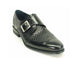 Mens Carrucci Woven Leather Single Buckle Monk Strap Dress Shoe in Black