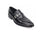 Mens Perforated Buckle Leather Slip On Dress Shoe in Black