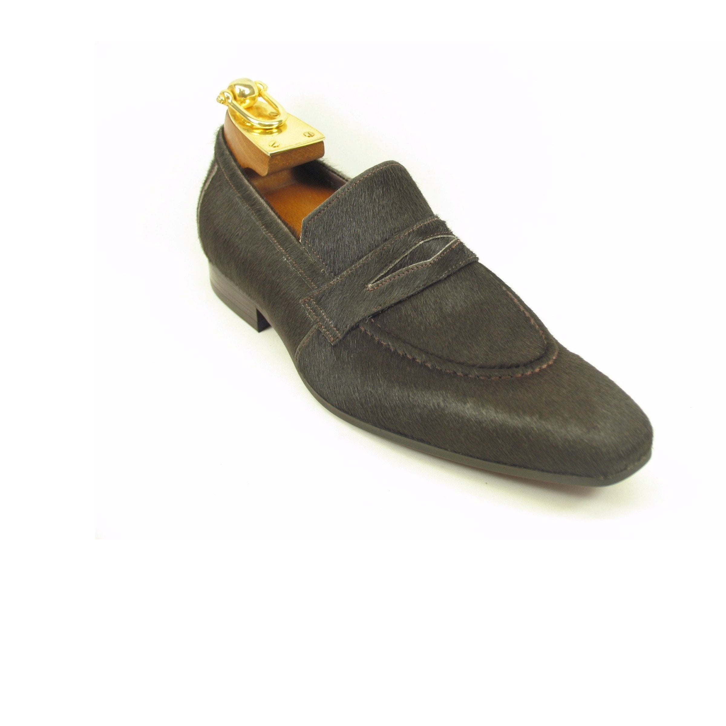 Mens Pony Hair Slip On Dress Shoe in Zebra - 7.5