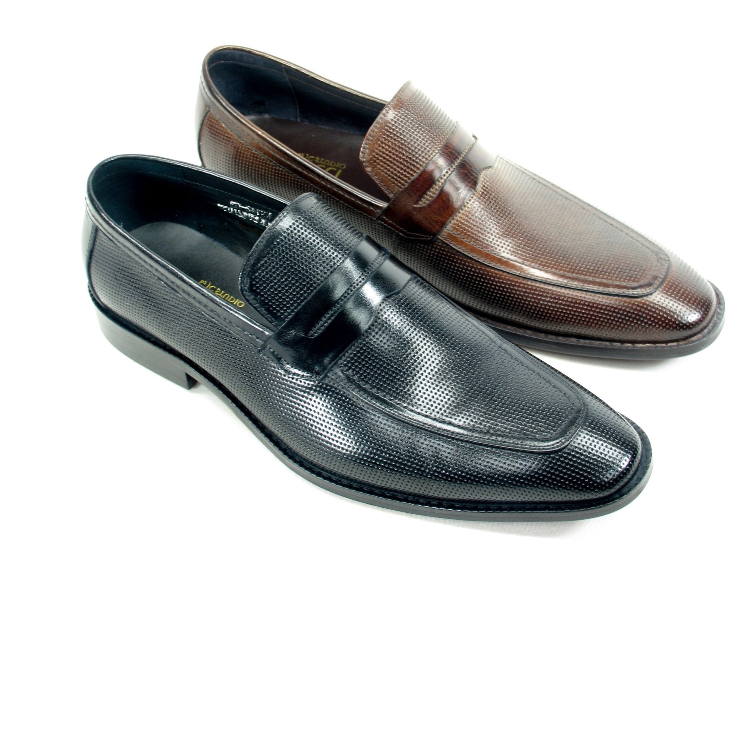 Mens Carrucci Perforated Leather Loafer Dress Shoe in Brown - 8.5