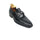 Mens Wholecut Two Tone Leather Wingtip Loafer Dress Shoes in Black