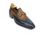 Mens Wholecut Two Tone Leather Wingtip Loafer Dress Shoes in Blue & Tan