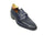 Mens Wholecut Two Tone Leather Wingtip Loafer Dress Shoes in Navy