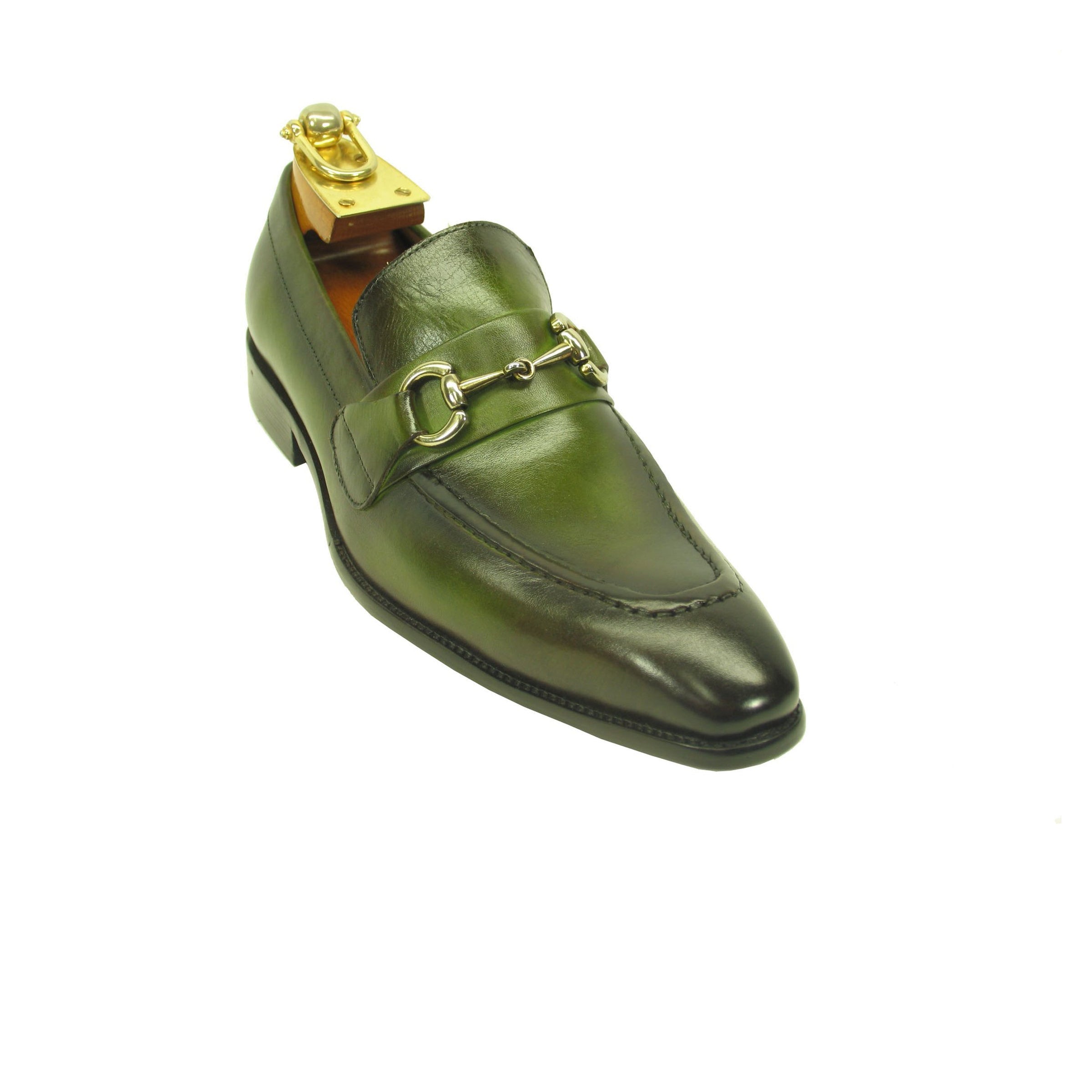 Mens Carrucci Signature Metal Buckle Leather Loafer in Cognac - 7