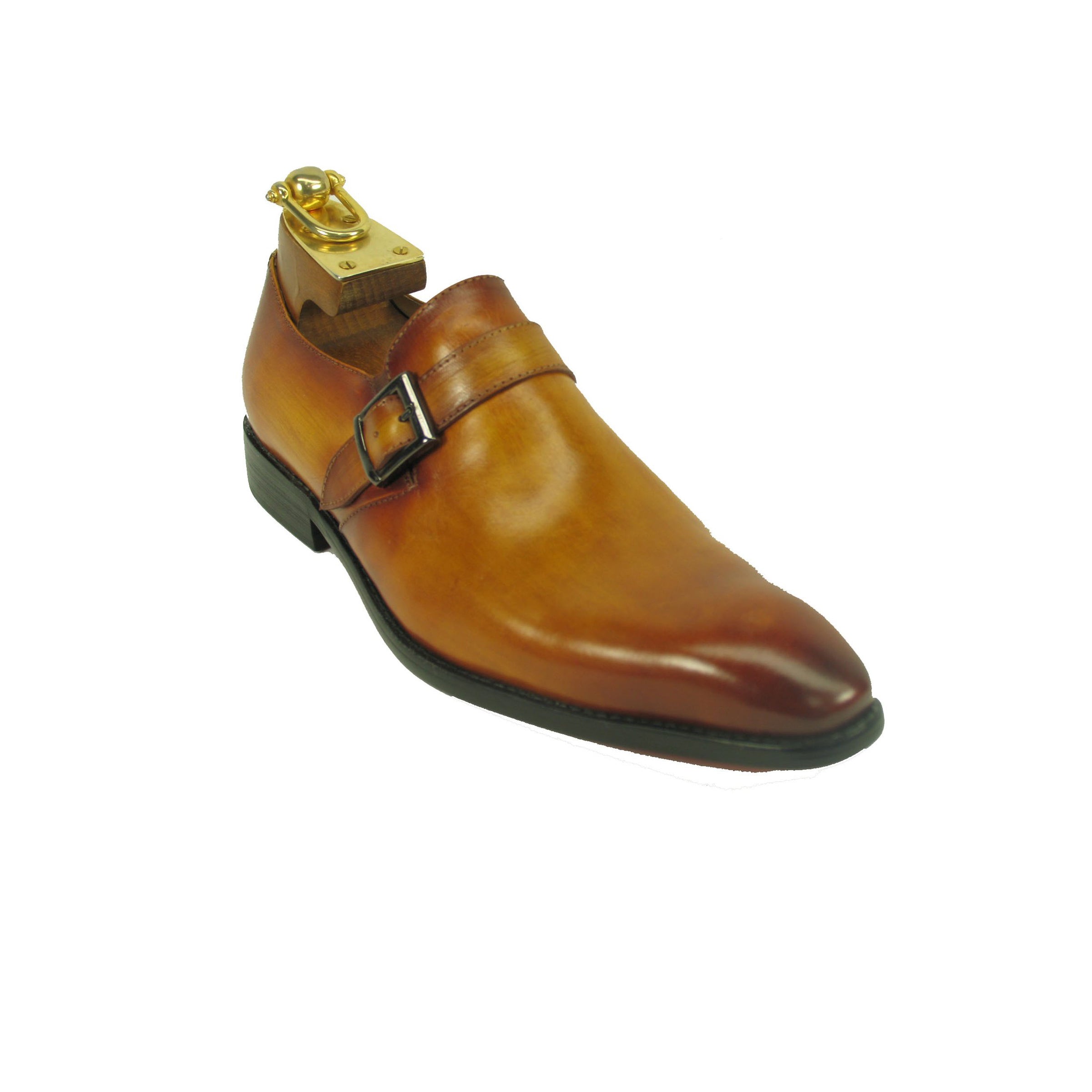 Mens Plain Toe Leather Buckle Loafer Dress Shoe in Grey - 8.5