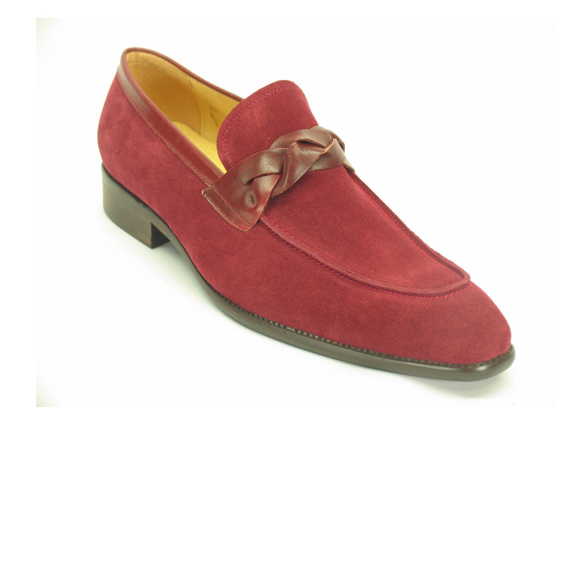 Mens Carrucci Suede Loafer Dress Shoe in Burgundy - 7