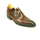 Mens Carrucci Classic Leather Fade Single D-Buckle Monk Strap Dress Shoe in Chestnut