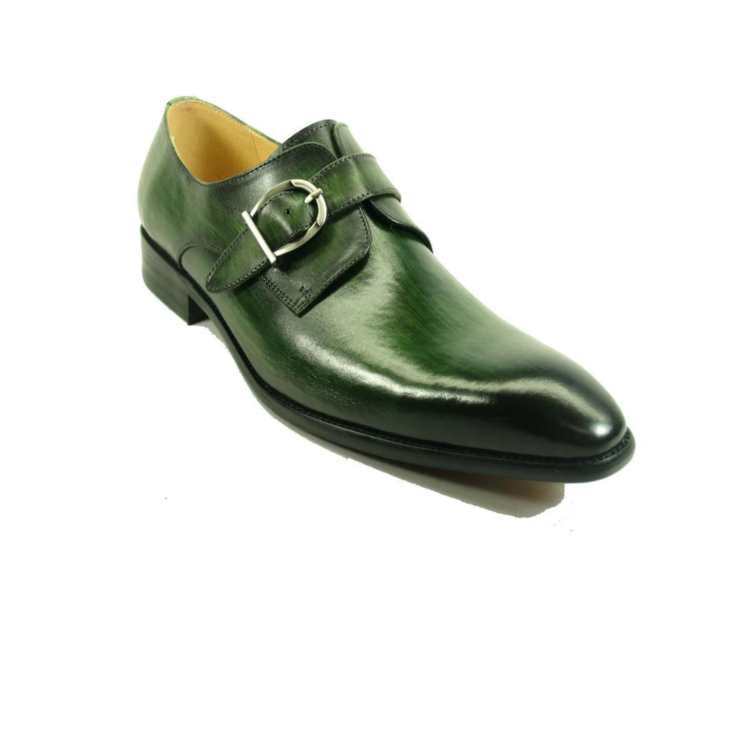 Mens Carrucci Classic Leather Fade Single D-Buckle Monk Strap Dress Shoe in Cognac - 7