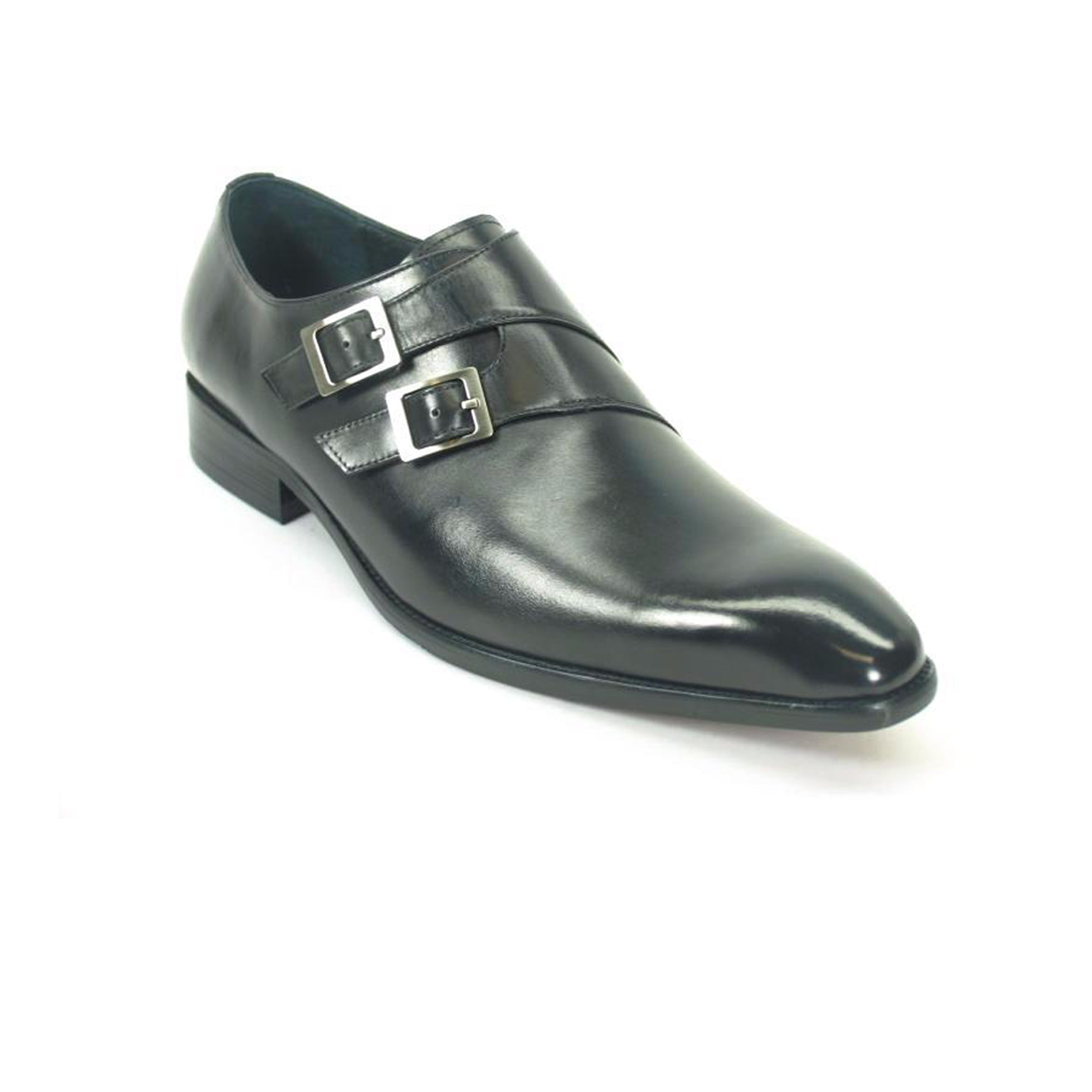 Mens Carrucci Classic Leather Fade Double Buckle Monk Strap Dress Shoe in Cognac - 7.5