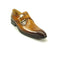 Mens Carrucci Classic Leather Fade Single Buckle Monk Strap Dress Shoe in Cognac