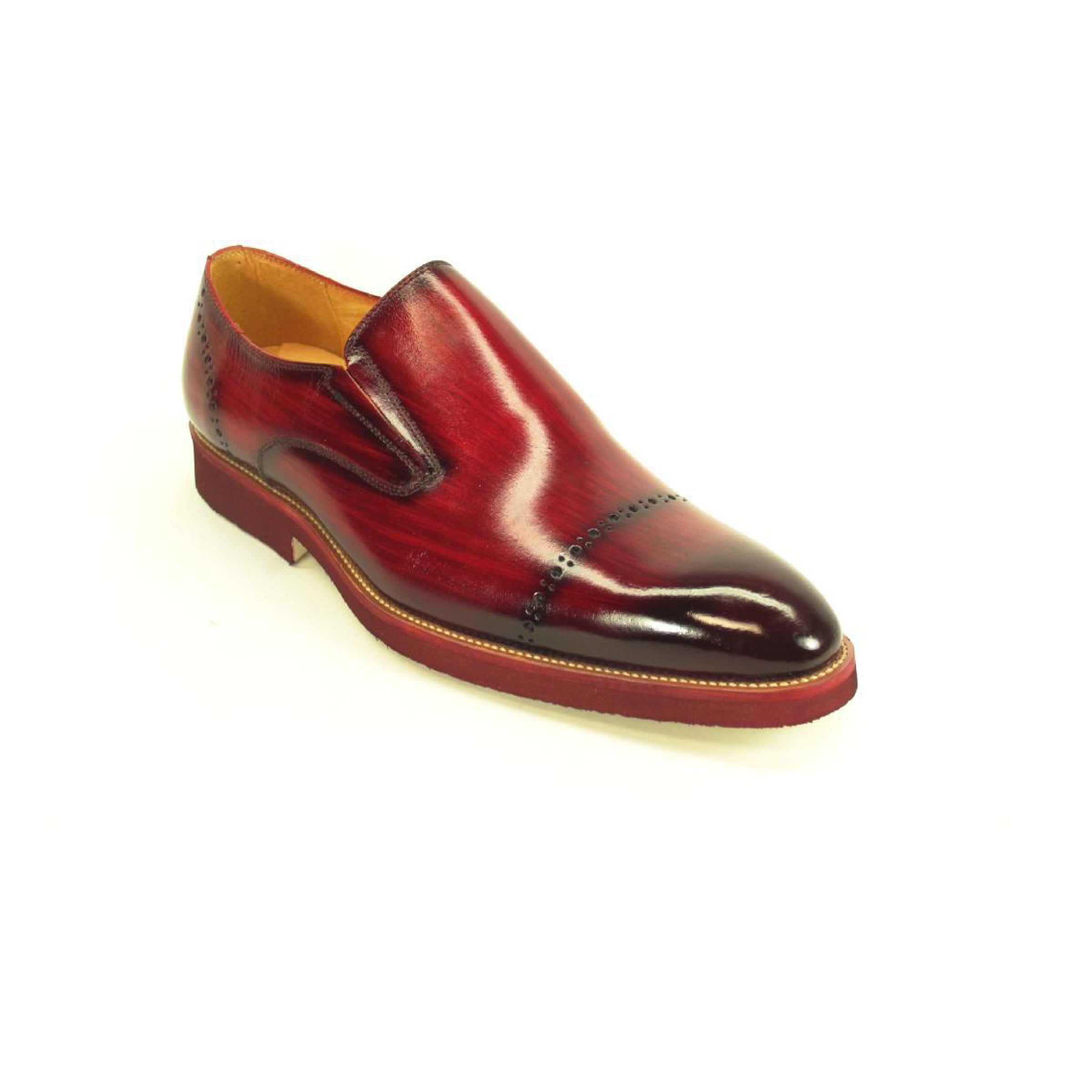 Mens Carrucci Leather Captoe Fade Slip On Dress Shoe in Purple - 7