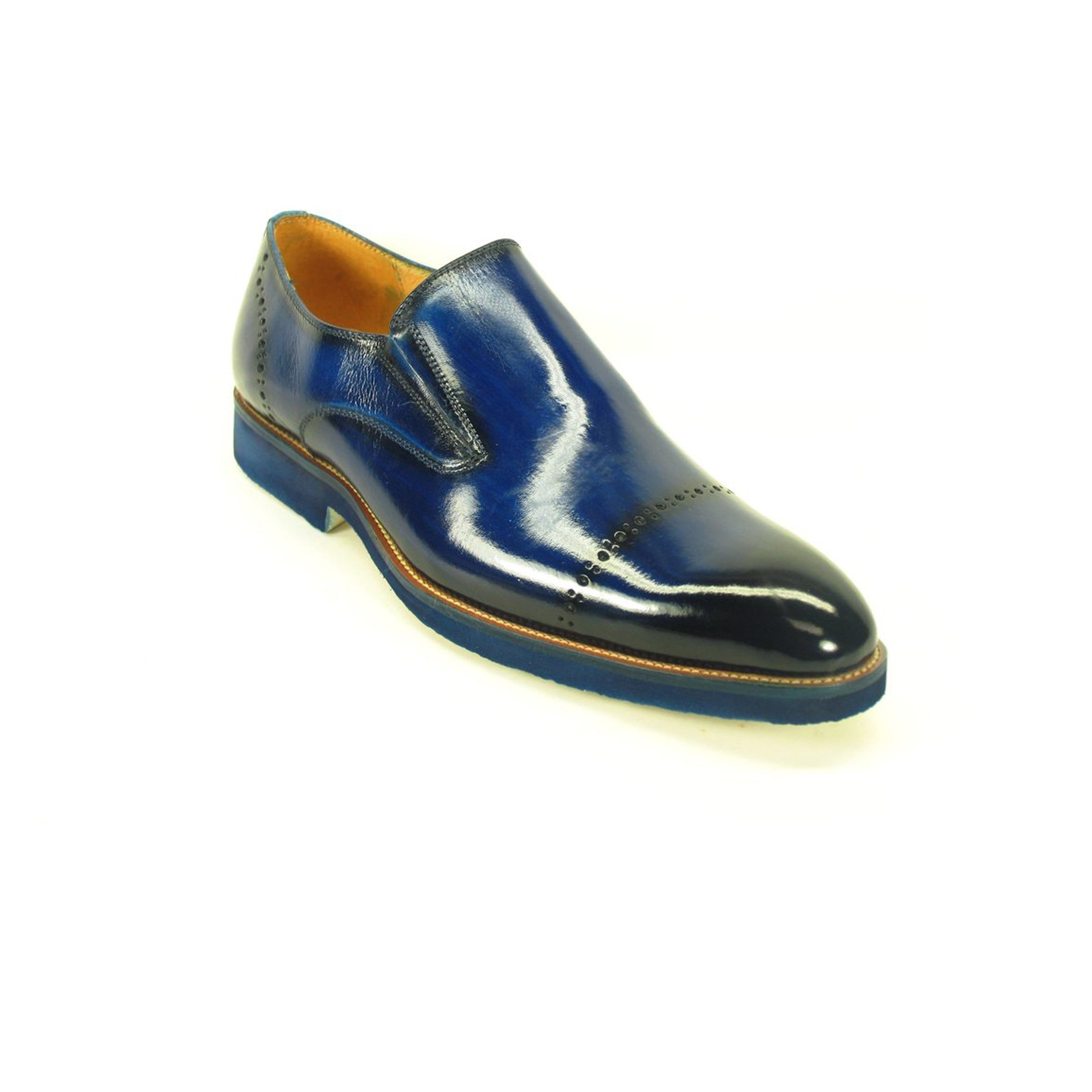 Mens Carrucci Leather Captoe Fade Slip On Dress Shoe in Cobalt Blue - 7