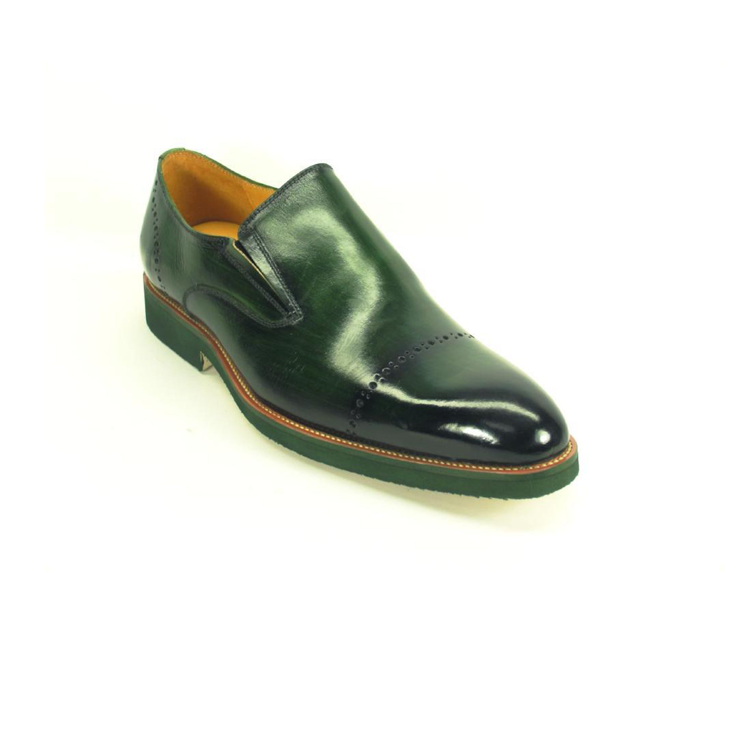 Mens Carrucci Leather Captoe Fade Slip On Dress Shoe in Purple - 7