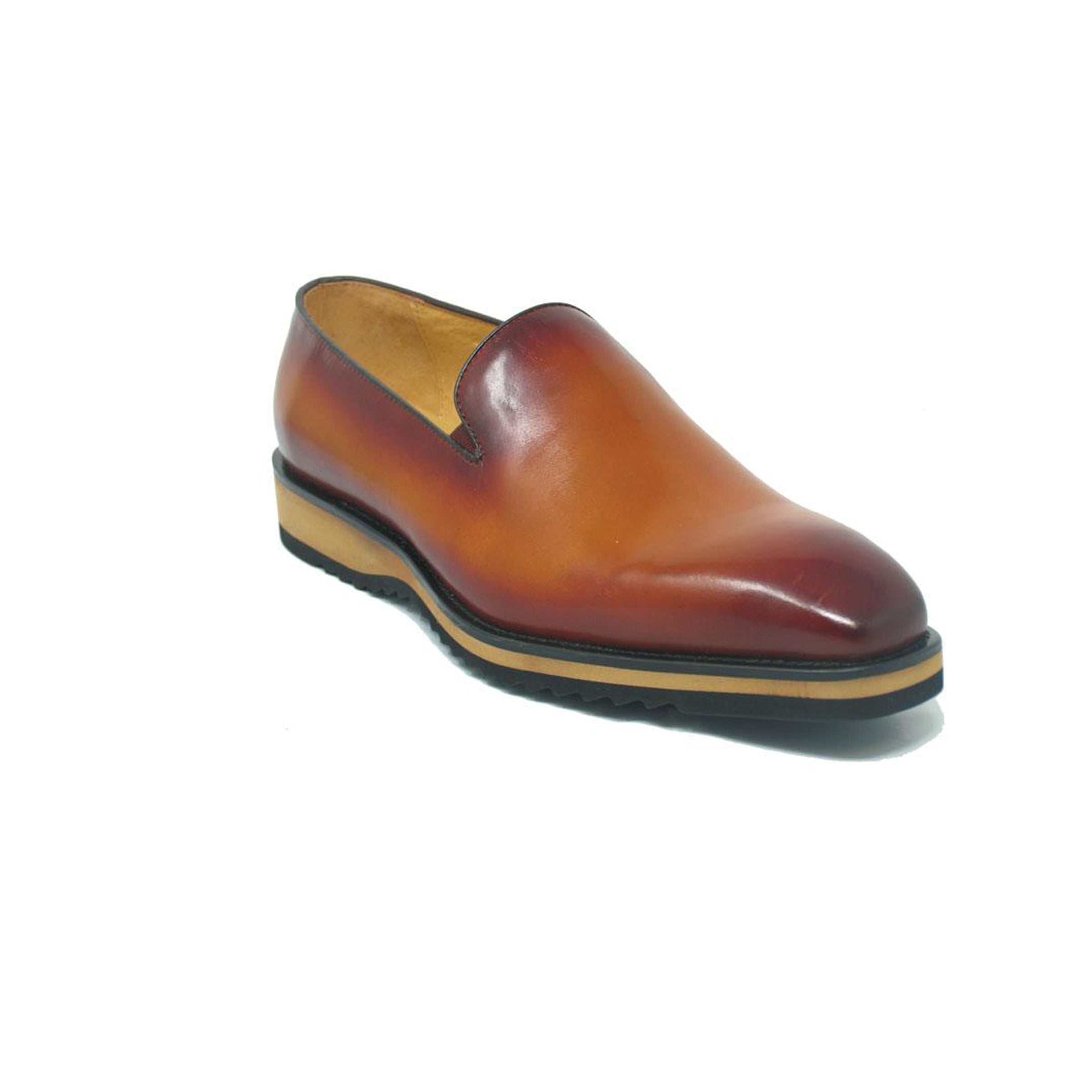Mens Carrucci Whole Cut Leather Fade Slip On Dress Shoe in Blue - 7