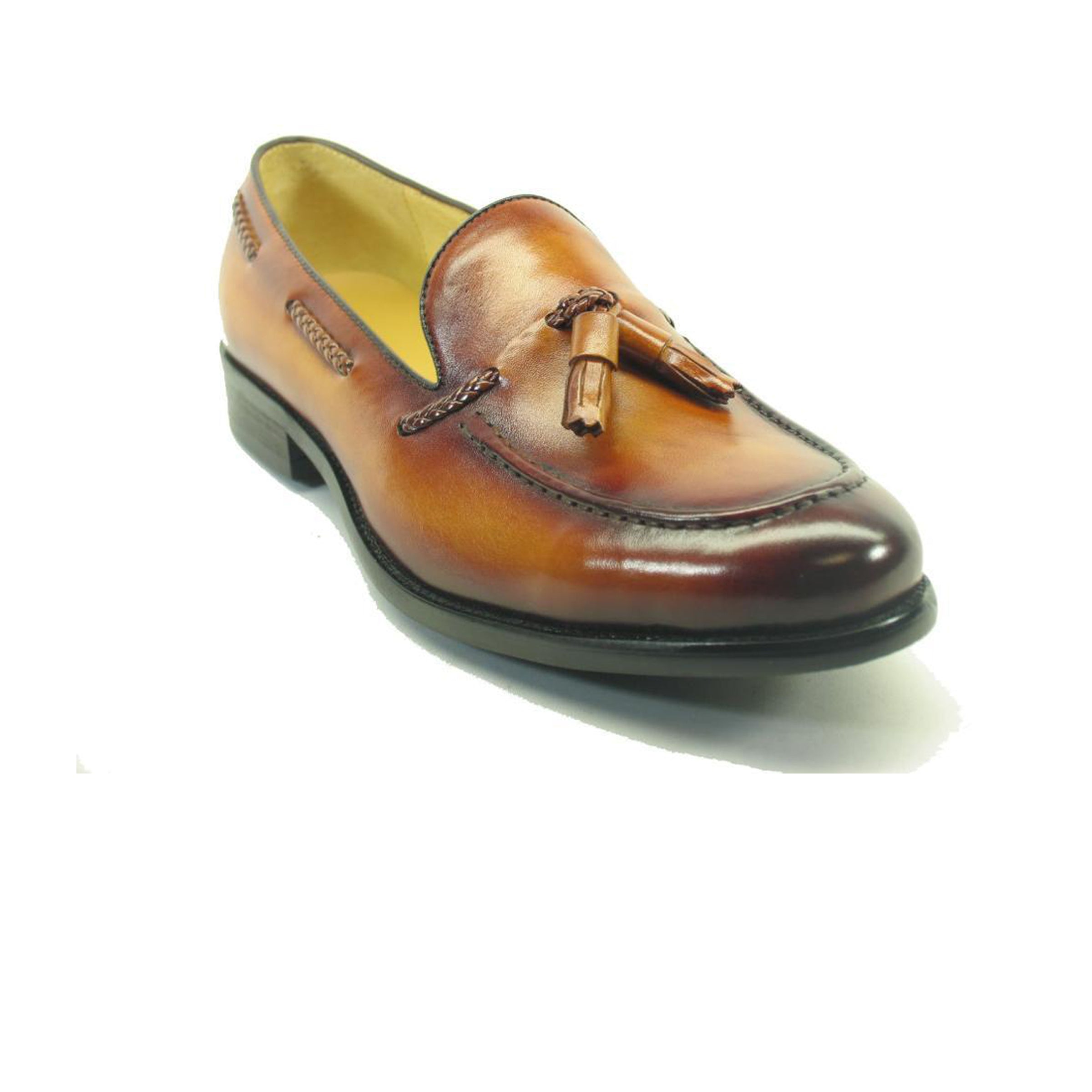 Mens Carrucci Timeless Leather Tassel Loafer in Cognac - 7.5