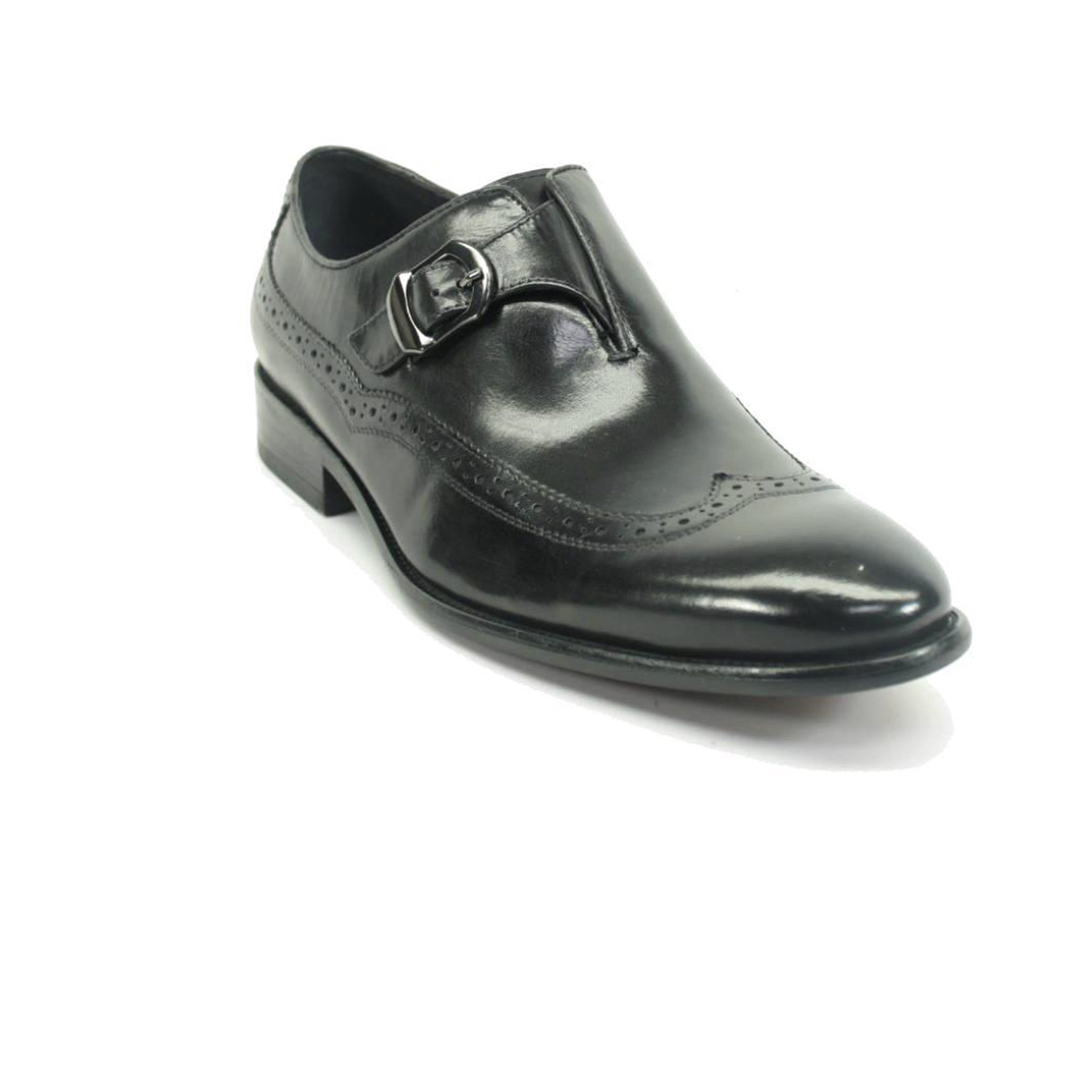 Mens Carrucci Leather Wingtip Monk Strap Dress Shoe in Brown & Tan - 7.5