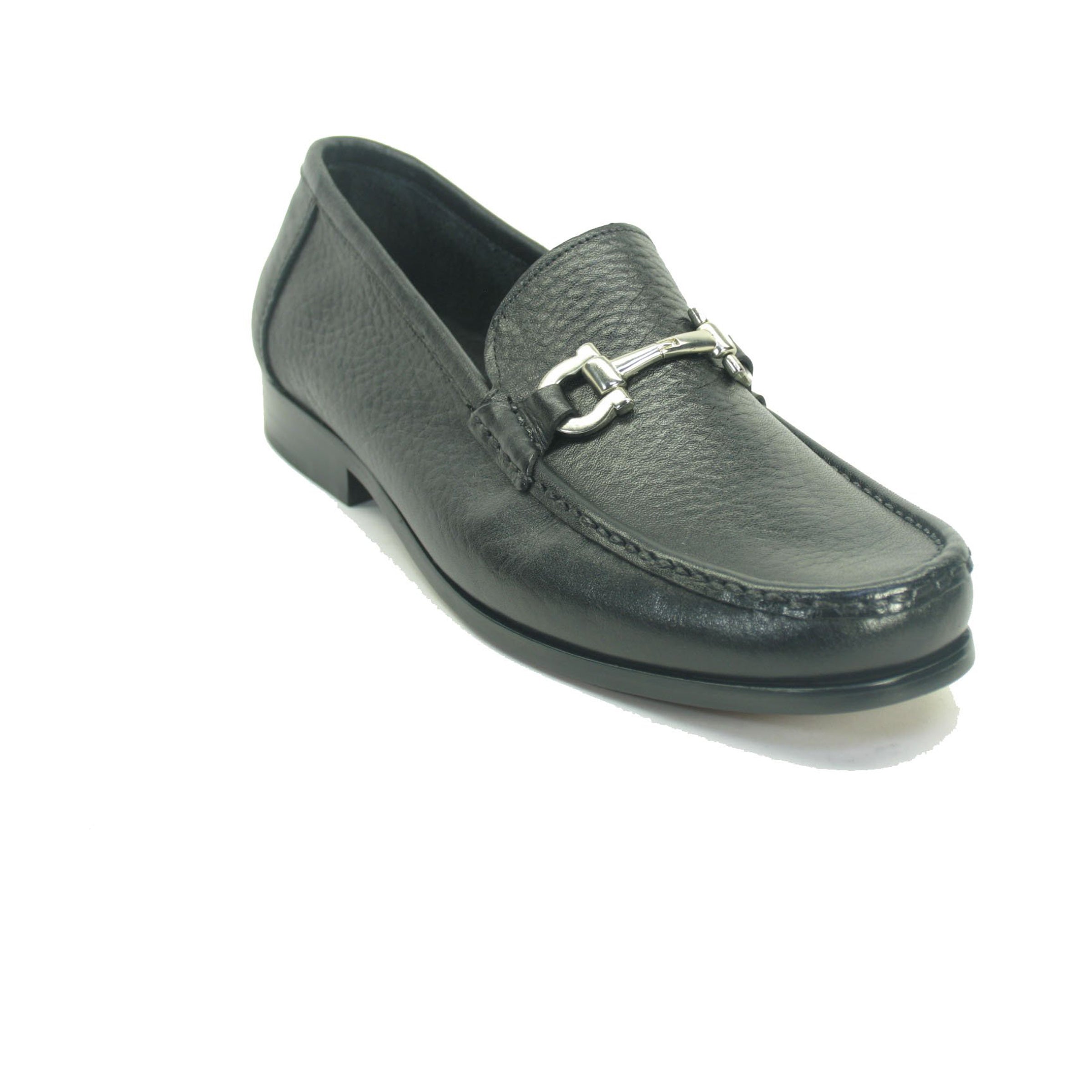 Mens Carrucci Timeless Buckle Loafer Dress Shoe in Black - 8.5