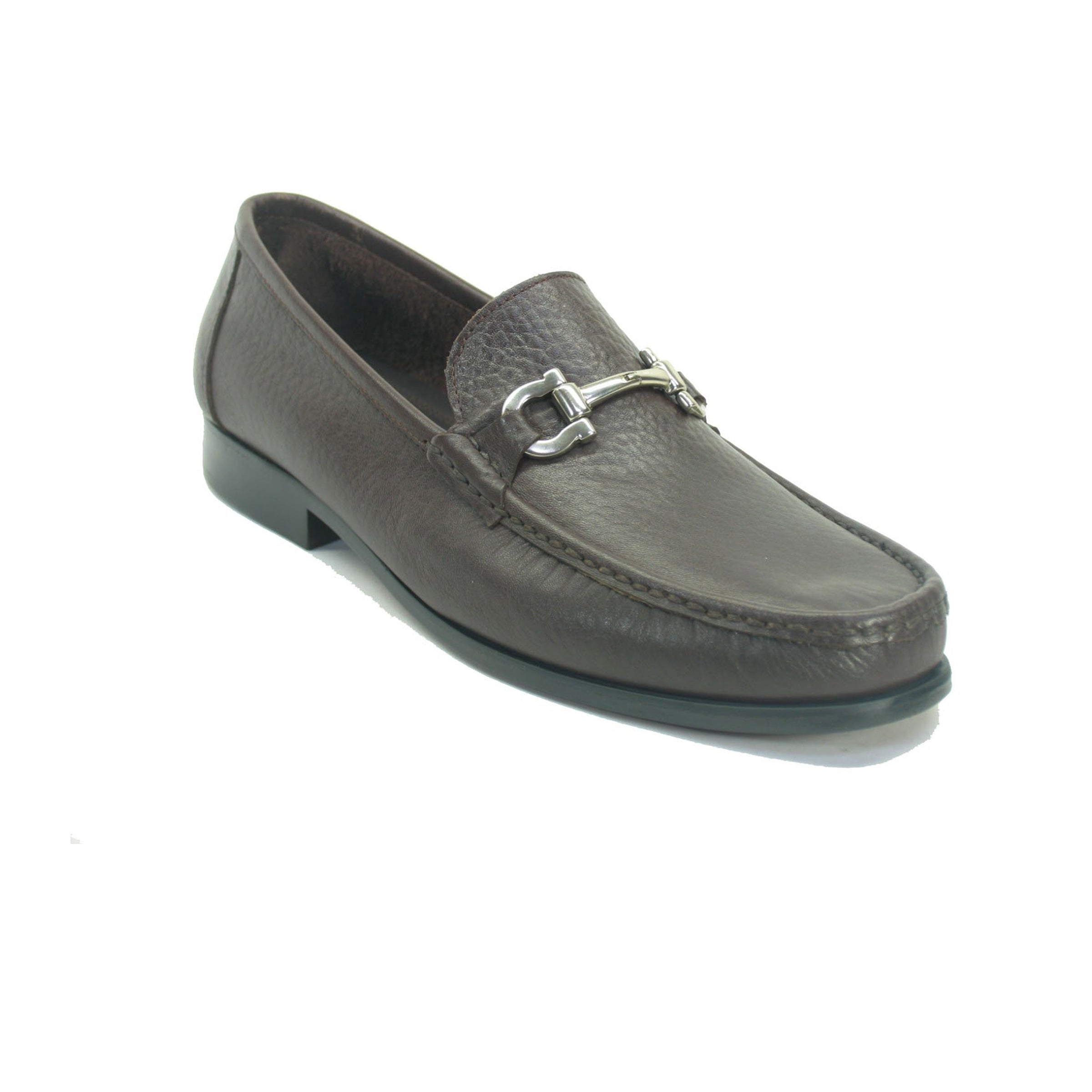 Mens Carrucci Timeless Buckle Loafer Dress Shoe in Black - 8.5