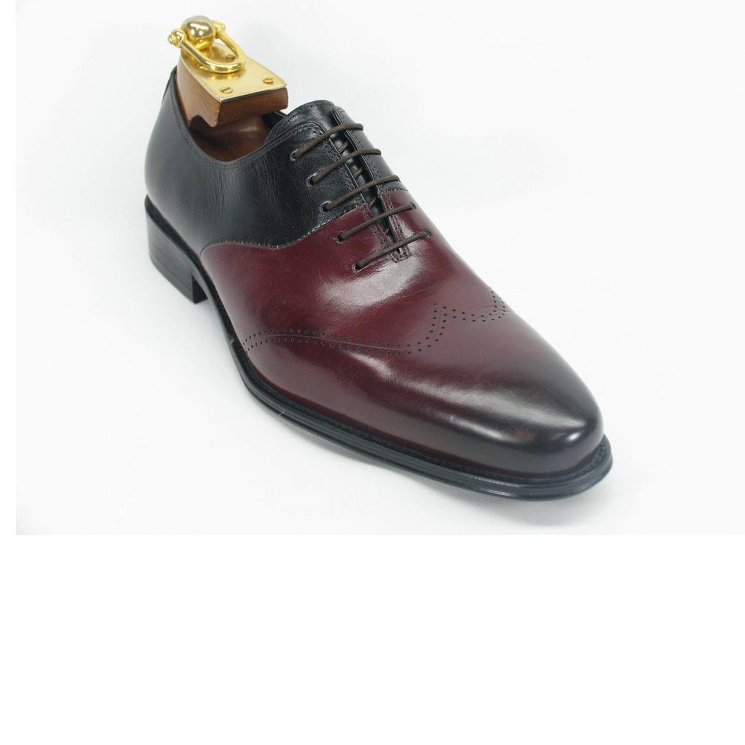 Mens Two Tone Split Leather Dress Shoe in Brown & Navy - 8