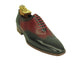 Mens Two Tone Contrast Leather Wingtip Dress Shoe in Black & Burgundy