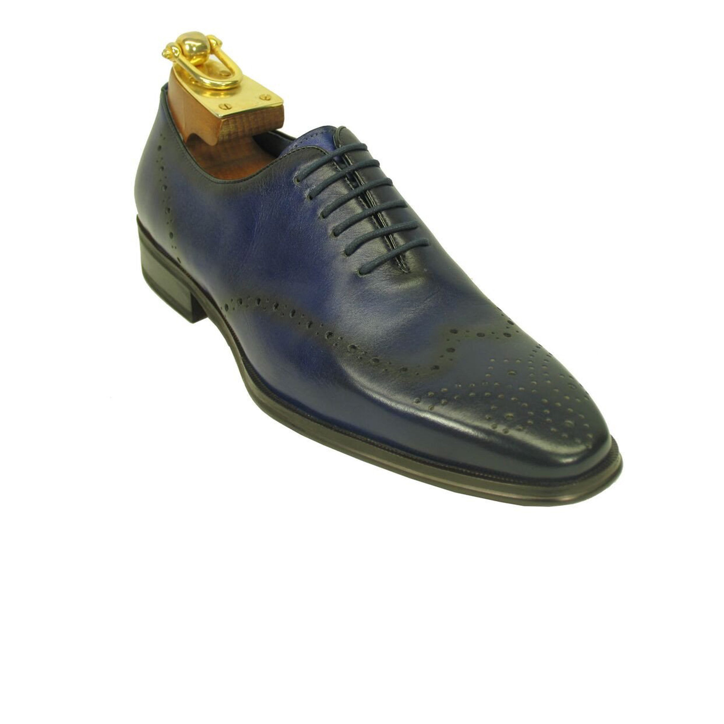 Mens Two Tone Contrast Leather Wingtip Dress Shoe in Navy - 8.5