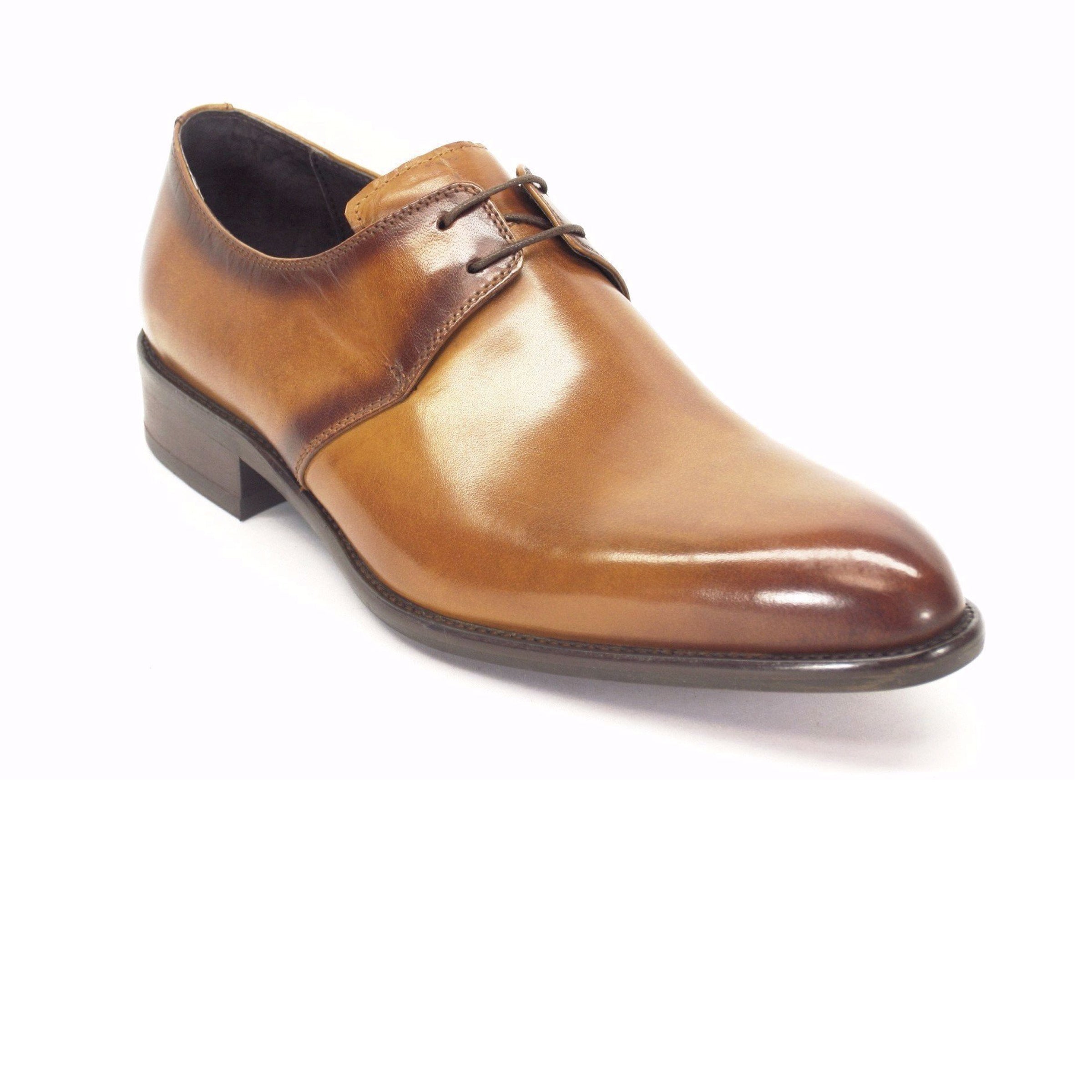Mens Carrucci Modern Leather Lace Up Dress Shoe in Cognac - 7.5