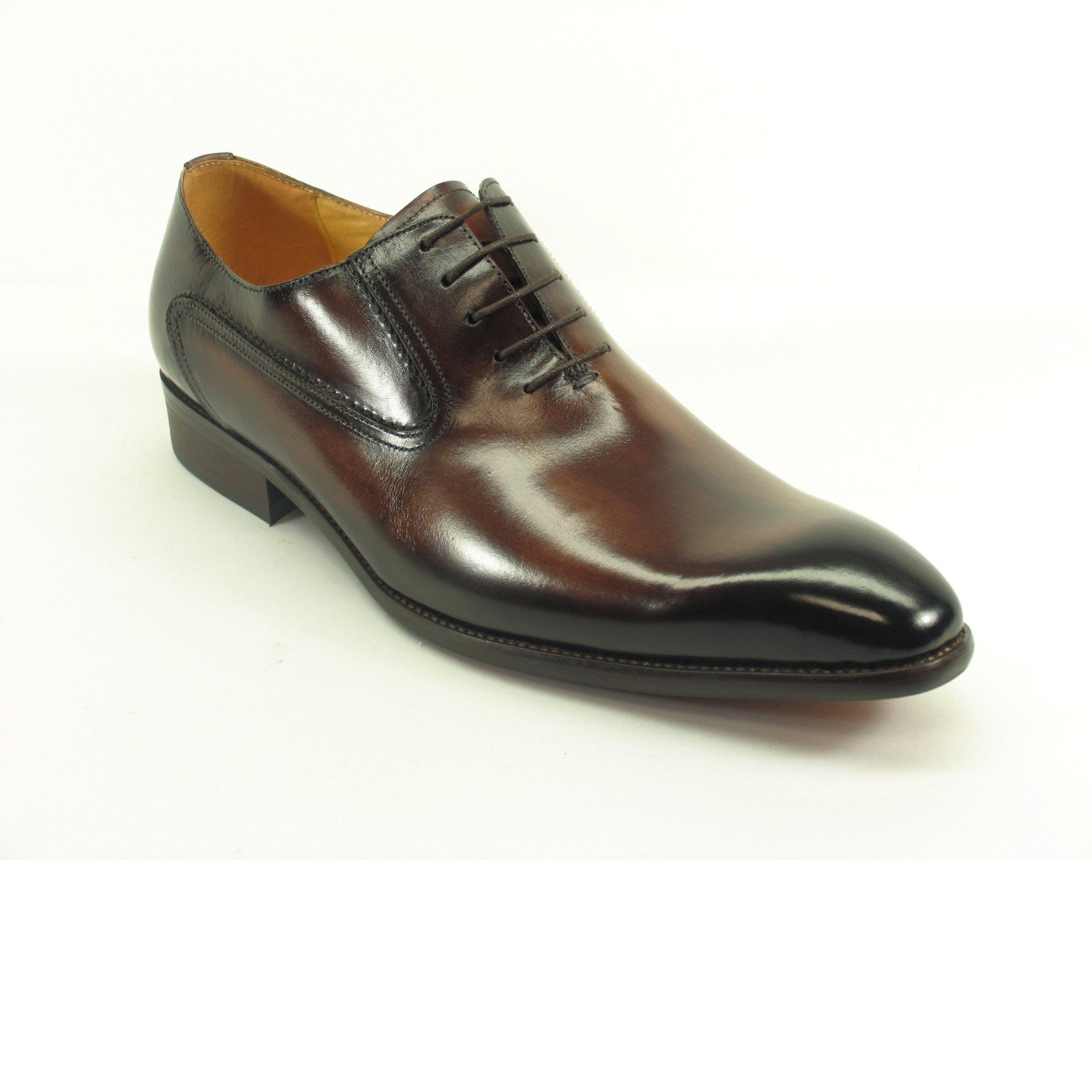 Mens Two Tone Hand Painted Leather Dress Shoe in Chestnut - 8.5