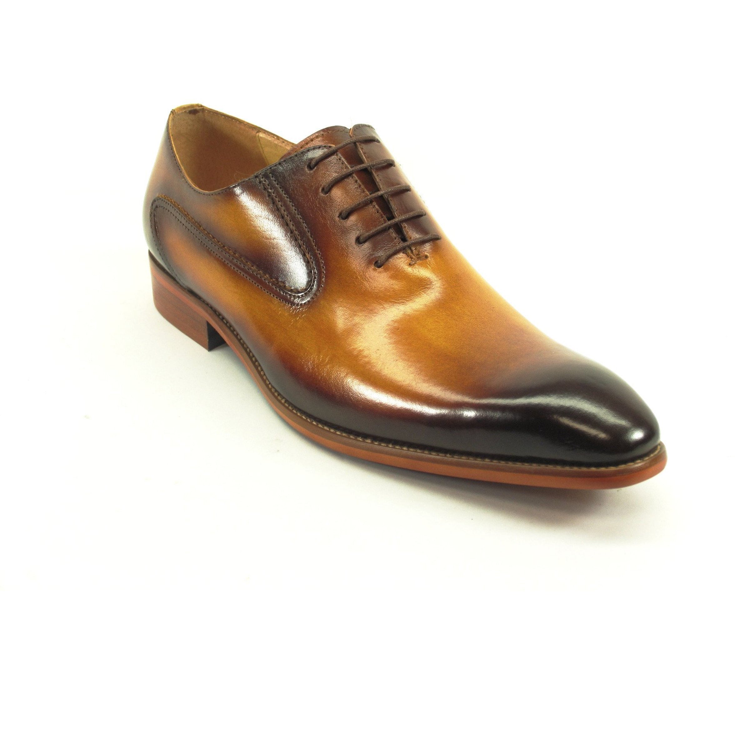 Mens Two Tone Hand Painted Leather Dress Shoe in Chestnut - 8.5