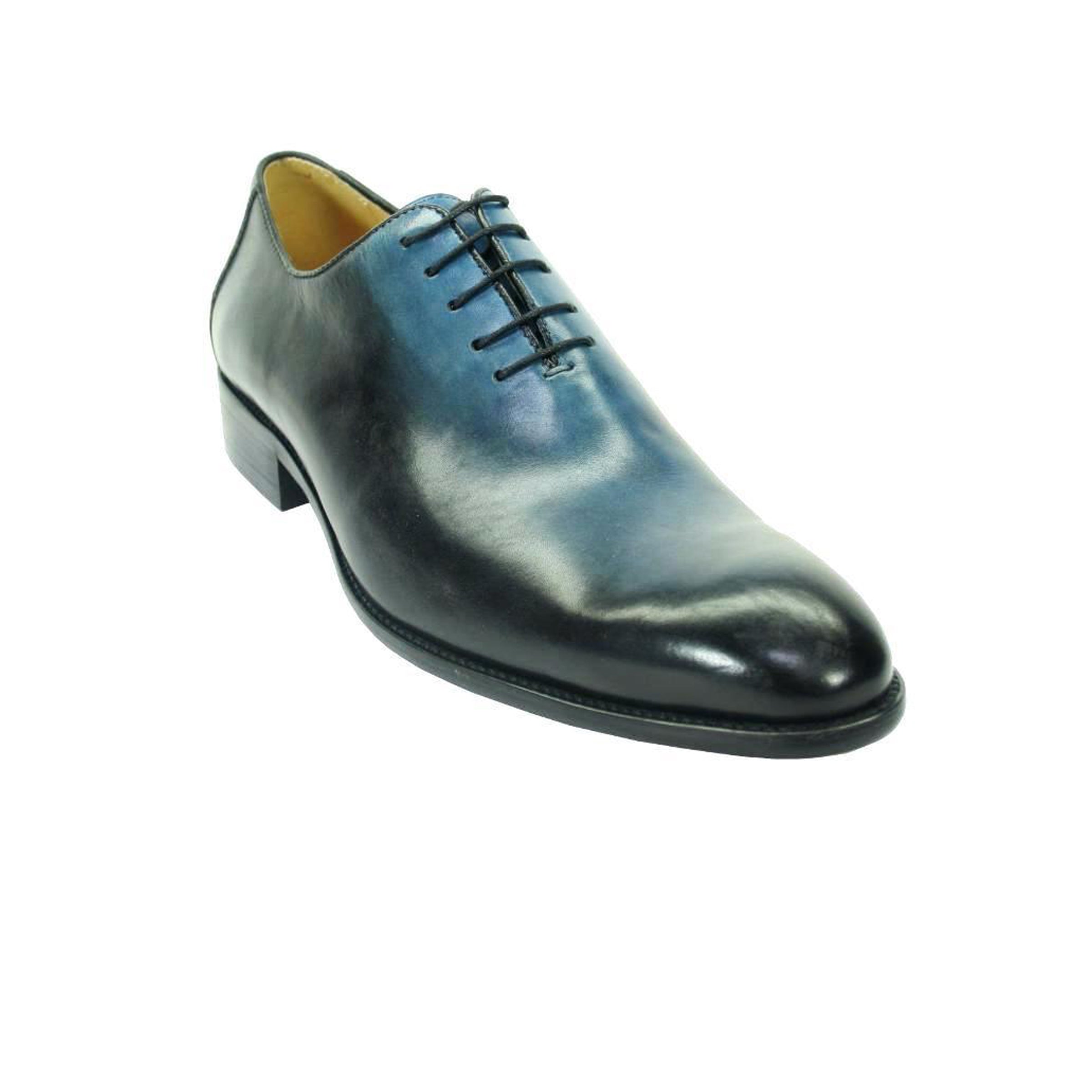 Mens Carrucci Wholecut Leather Dress Shoe Oxford in Cognac - 7.5