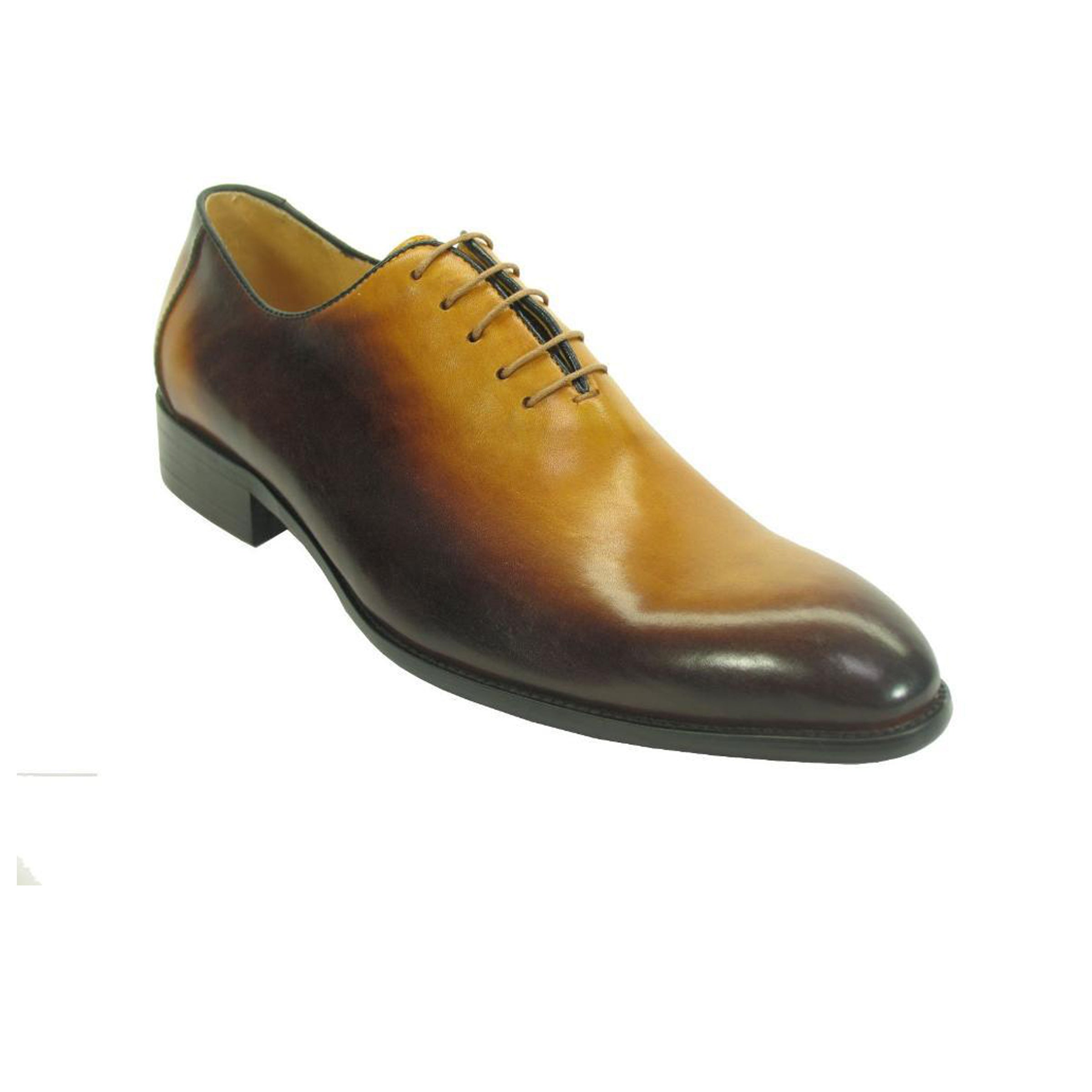 Mens Carrucci Wholecut Leather Dress Shoe Oxford in Cognac - 7.5