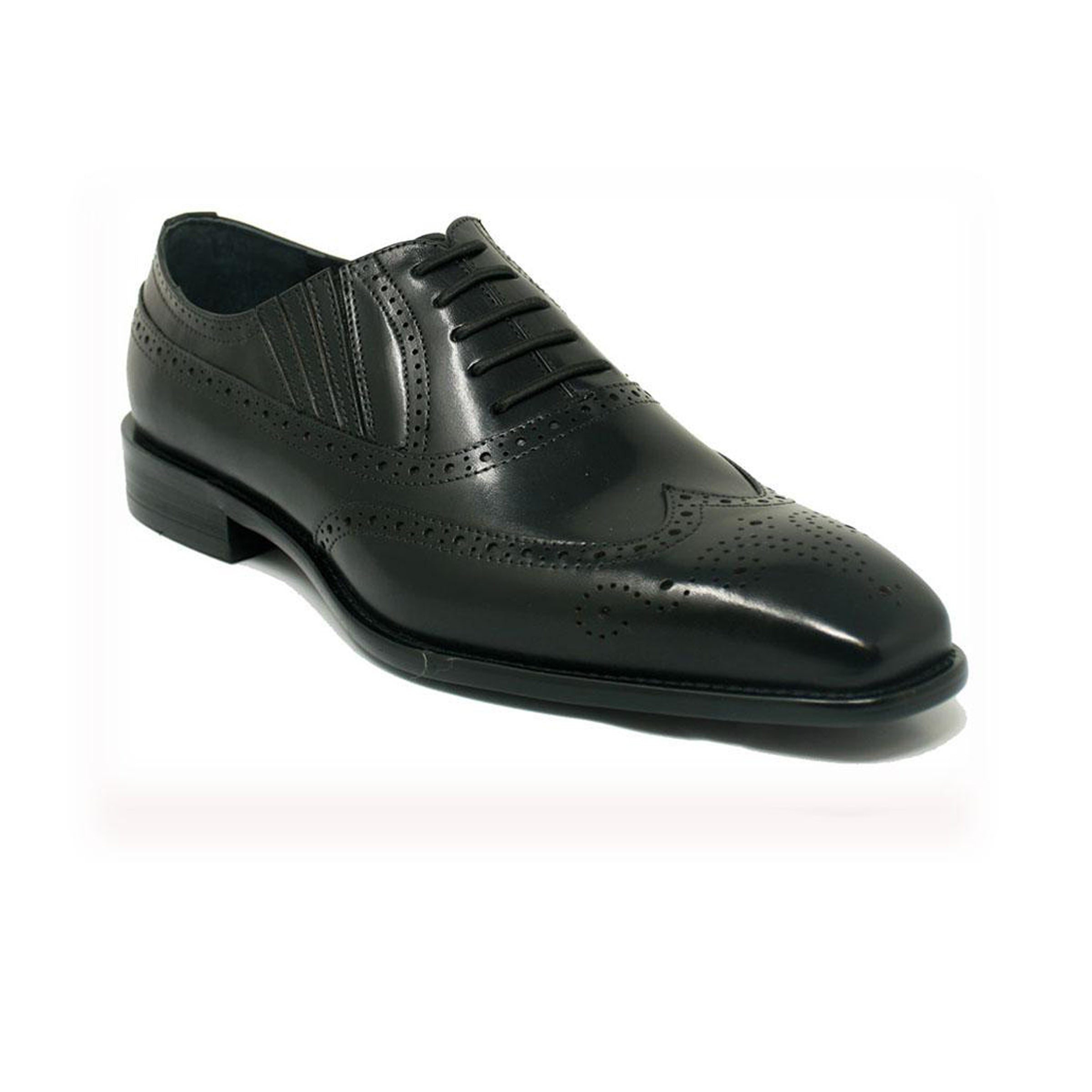 Mens Carrucci Burnished Leather Classic 1920's Wingtip Dress Shoe in Cognac - 7