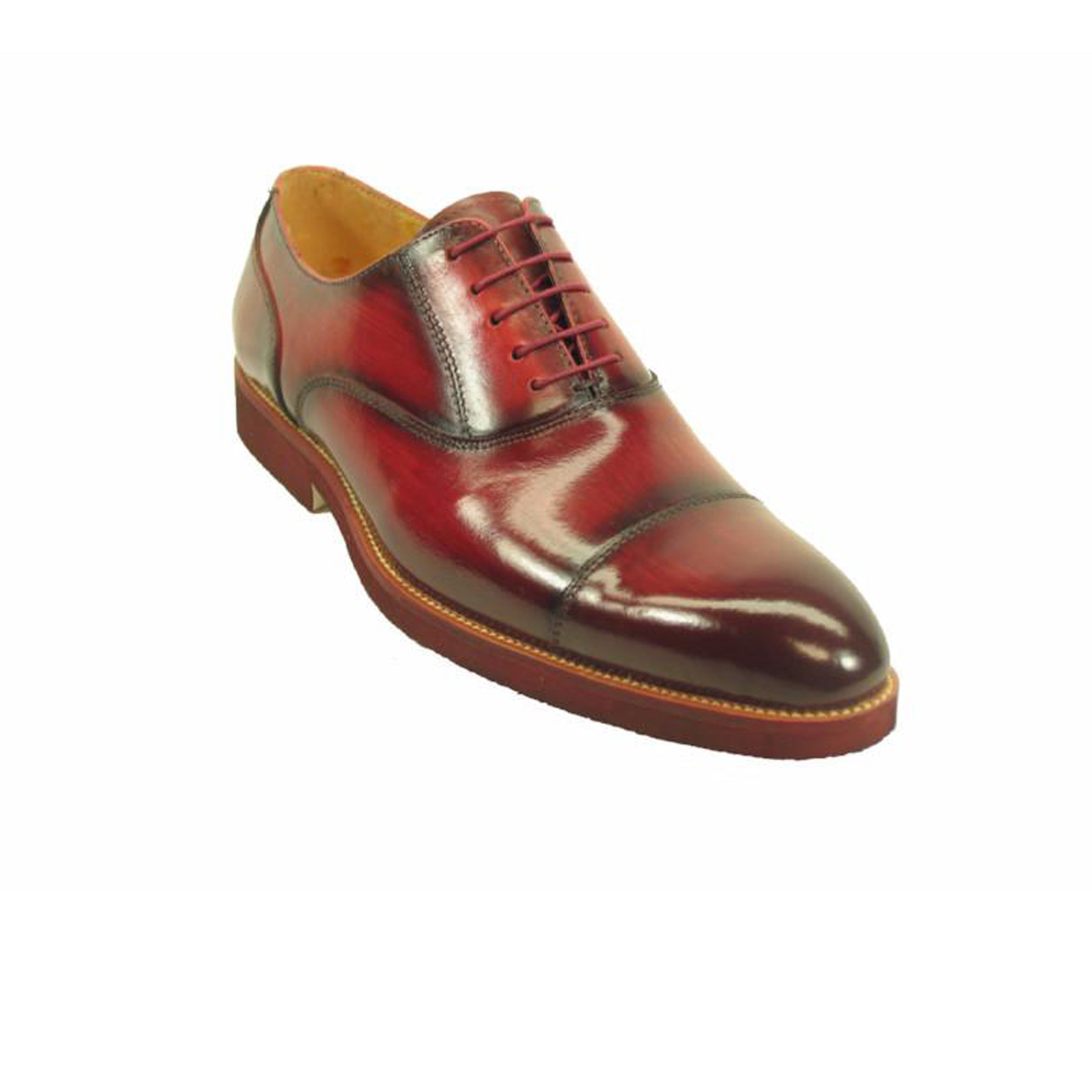 Mens Carrucci Semi-Casual Painted Leather Dress Shoe in Burgundy - 8.5