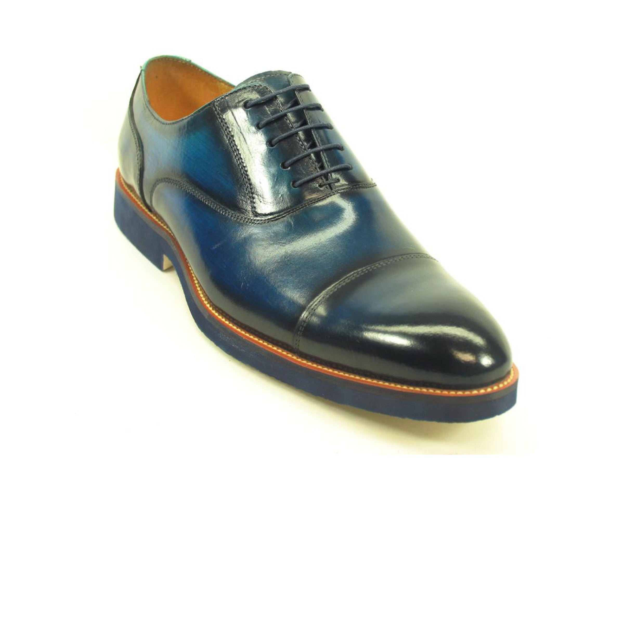 Mens Carrucci Semi-Casual Painted Leather Dress Shoe in Burgundy - 8.5
