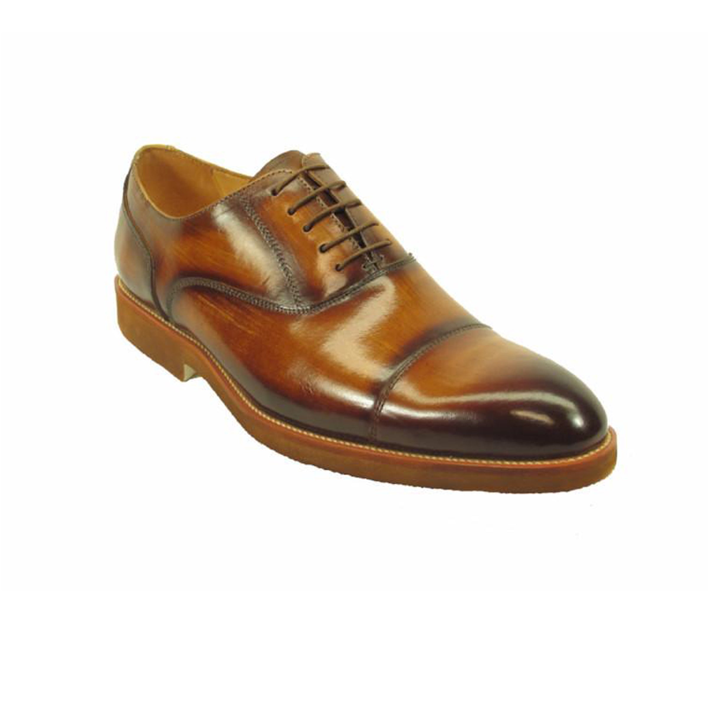 Mens Carrucci Semi-Casual Painted Leather Dress Shoe in Burgundy - 8.5